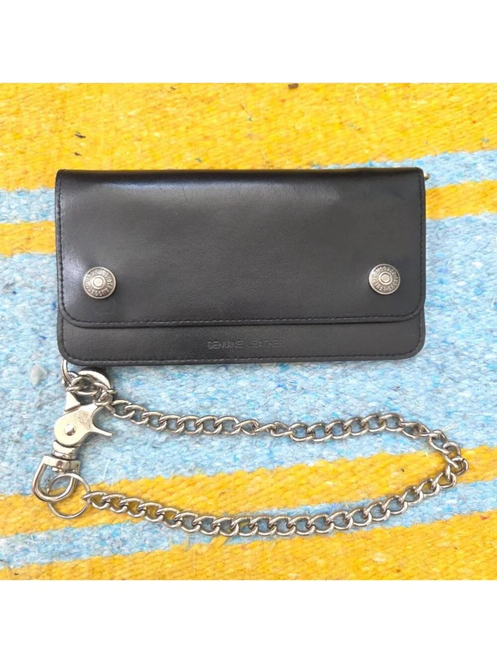 Levi's Genuine Leather Men's Black Biker Wallet with Chain